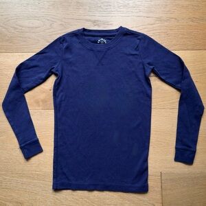 Primary Boys Knit Shirt Long Sleeve Slim Fit Navy Size 10
